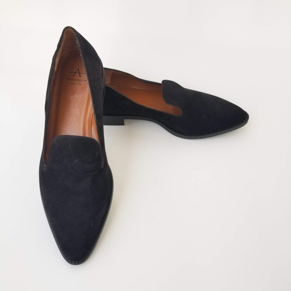 Aquatalia Golda Black Suede Loafer Sz 8.5 - Picture 2 of 8